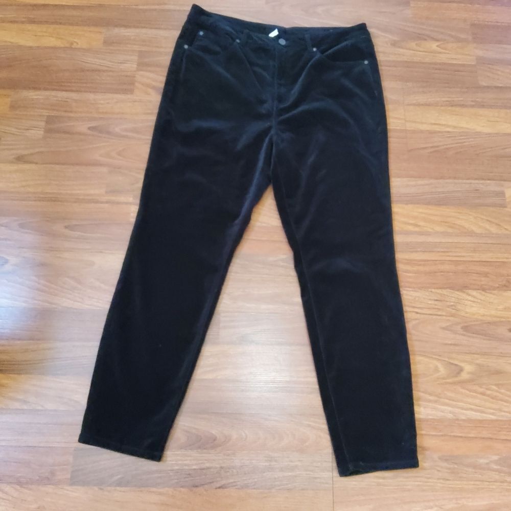 Soft Surroundings Black Velvet Ankle Crop Skinny Pants Size 16 New - Picture 2 of 8